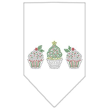 UNCONDITIONAL LOVE Christmas Cupcakes Rhinestone Bandana White Large UN849134